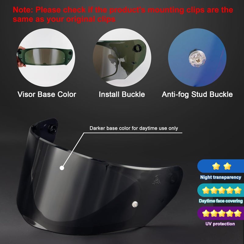 psler درع خوذة أساولت رابد - درع وجه خوذة دراجة نارية بديل لأساولت رابد FF320 FF353 FF328 FF800، أسود داكن - Image 4